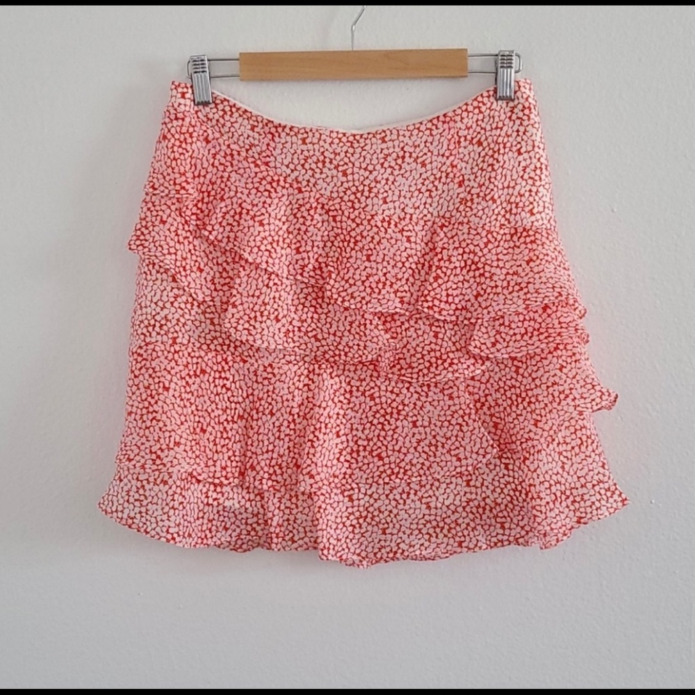 Club monaco red and white ruffled skirt